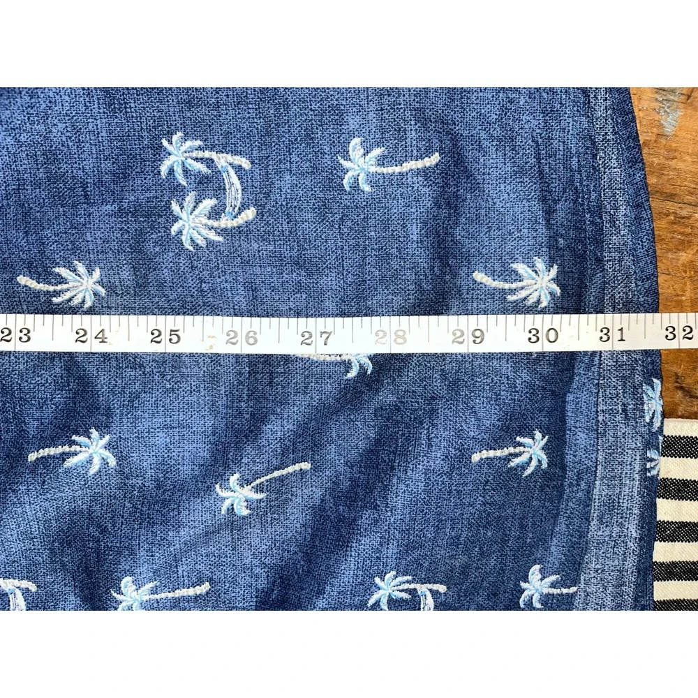 Tommy Bahama Mens  Blue Embroidered Palm Tree Hammock Short Sleeve Button‎ Shirt
